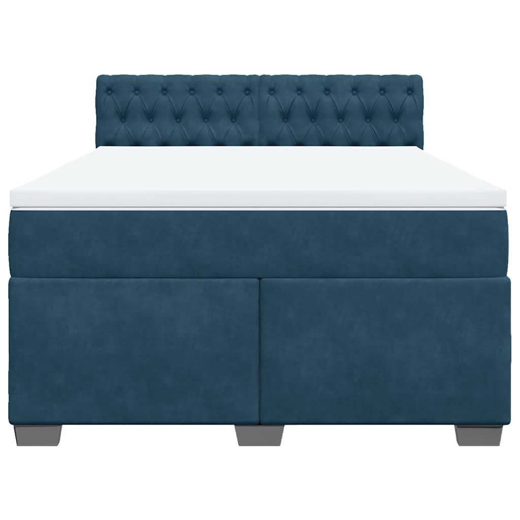 Krevet box spring s madracem plavi 160 x 200 cm baršunasti