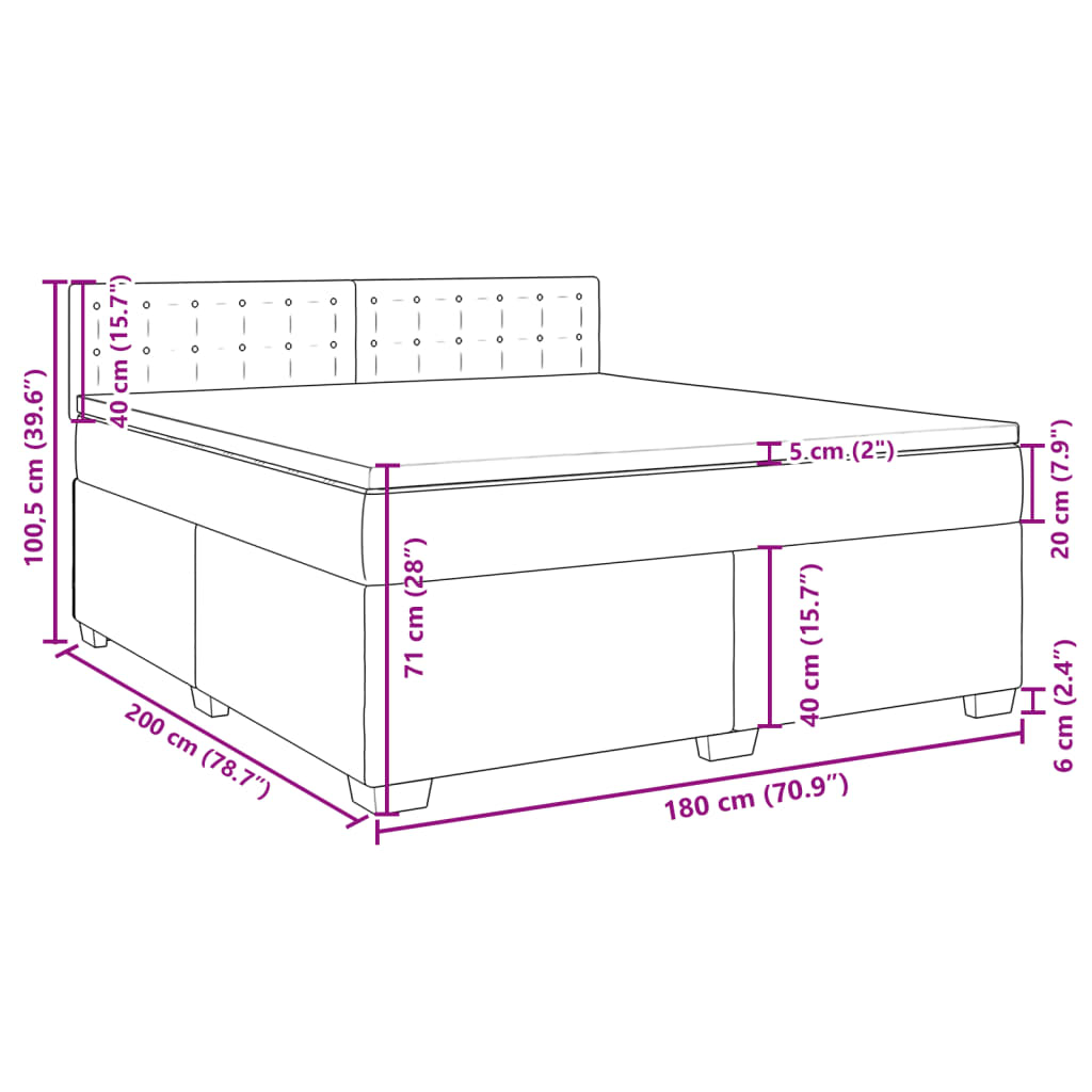 Krevet s oprugama i madracem crni 180x200 cm baršunasti