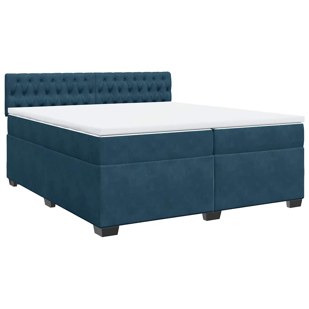 Krevet s oprugama i madracem plavi 200x200 cm baršunasti