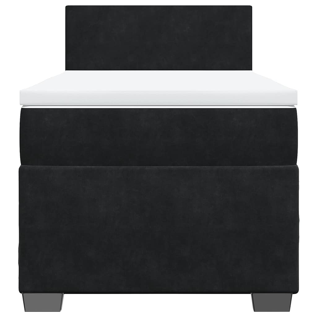 Krevet box spring s madracem crni za jednu osobu baršunasti