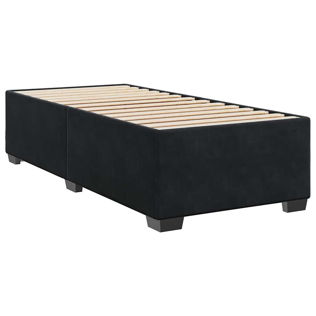 Krevet box spring s madracem crni za jednu osobu baršunasti