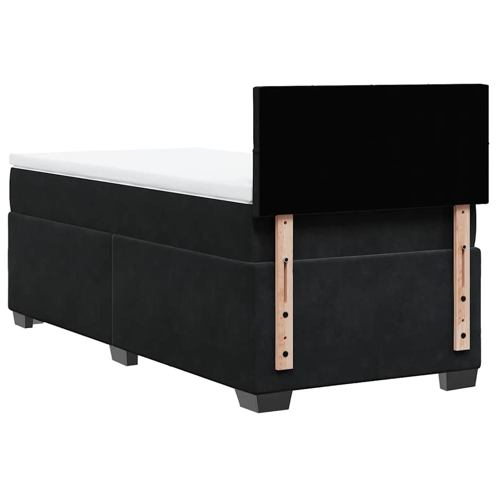Krevet box spring s madracem crni za jednu osobu baršunasti