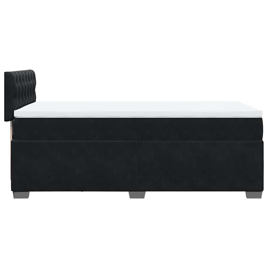 Krevet box spring s madracem crni za jednu osobu baršunasti