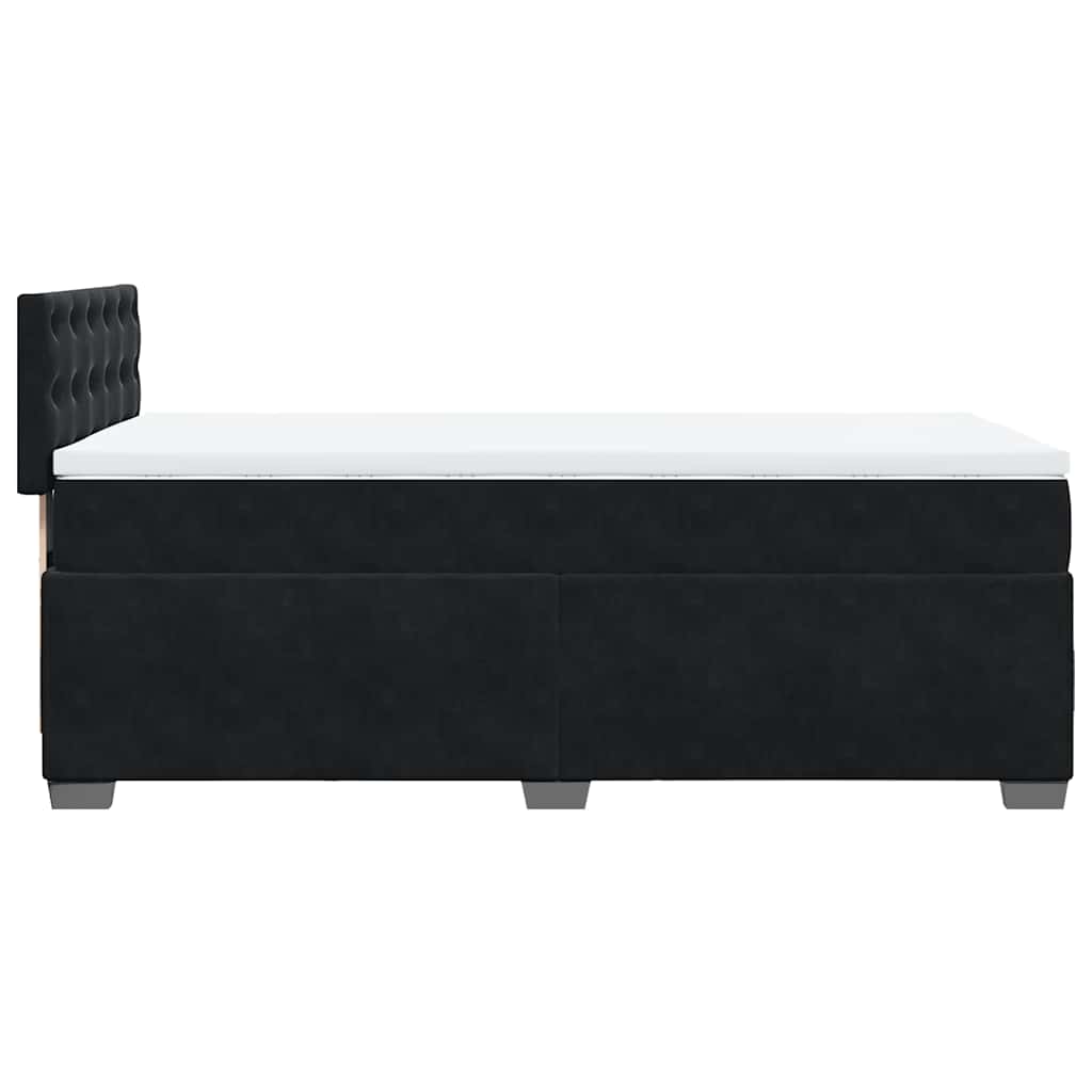 Krevet box spring s madracem crni za jednu osobu baršunasti