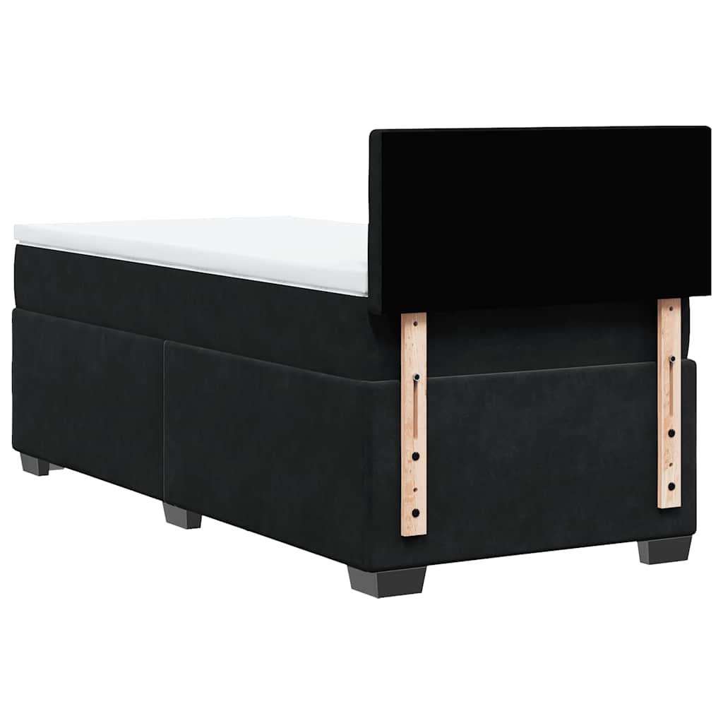 Krevet box spring s madracem crni za jednu osobu baršunasti
