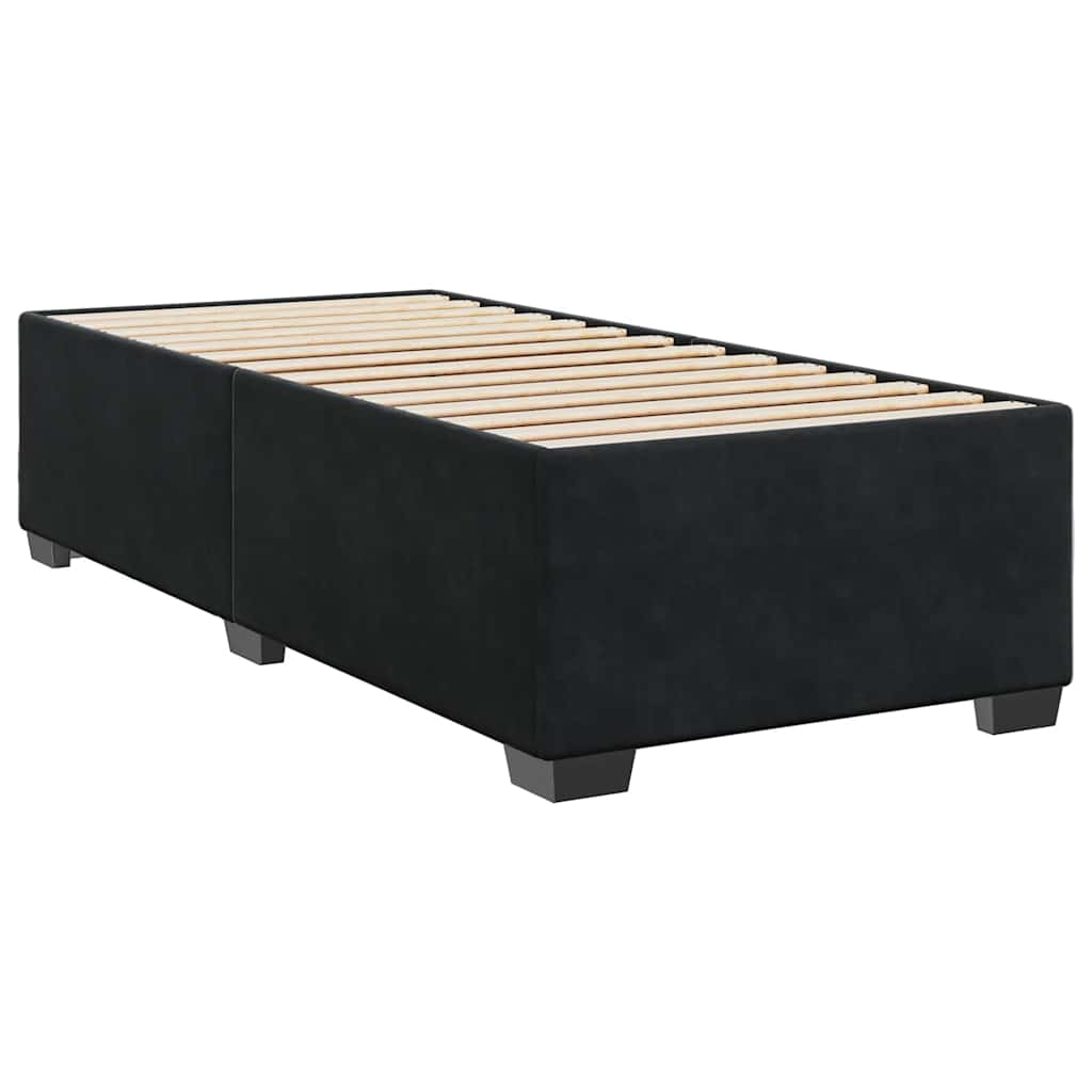 Krevet box spring s madracem crni za jednu osobu baršunasti