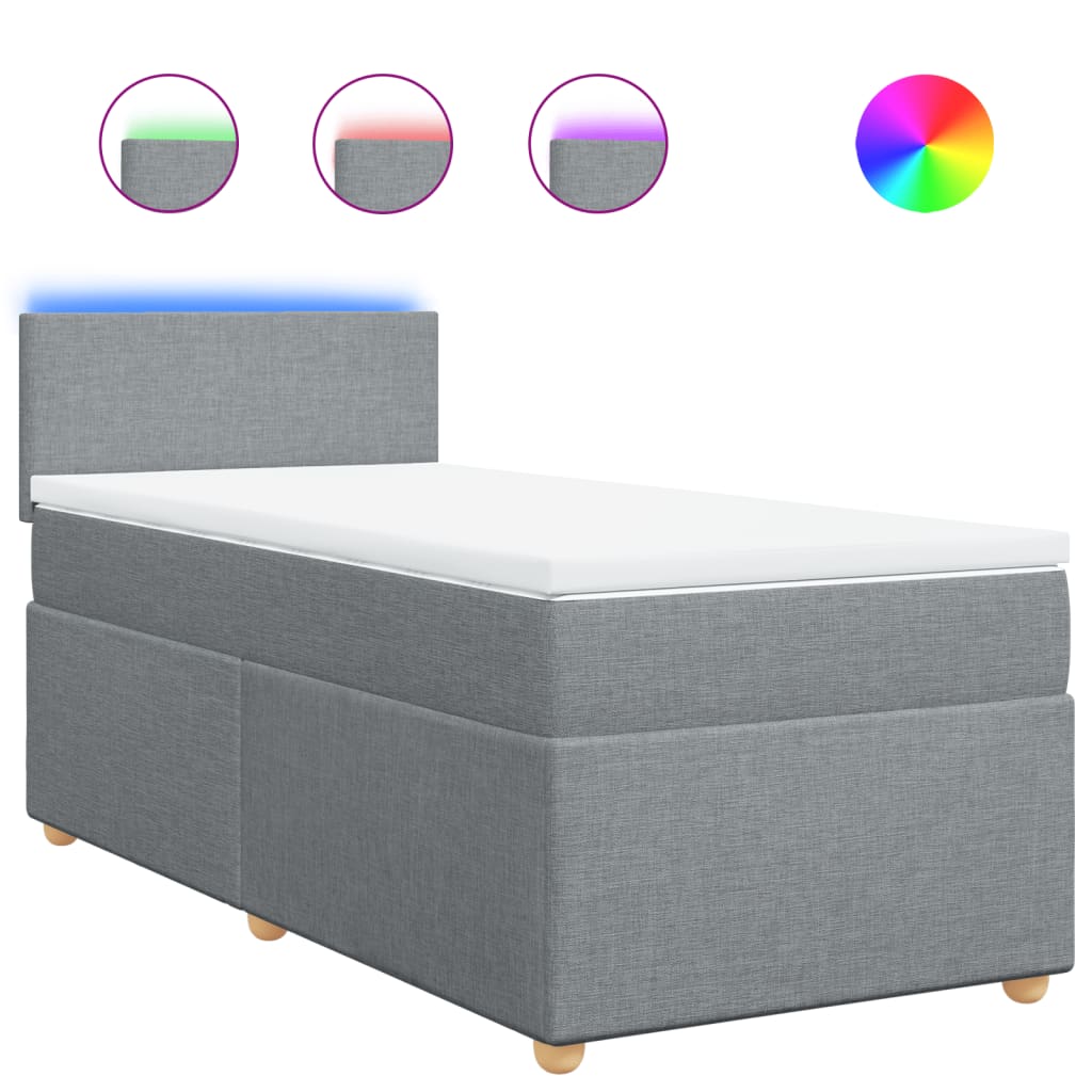 Box spring krevet s madracem svjetlosivi 90x190 cm od tkanine