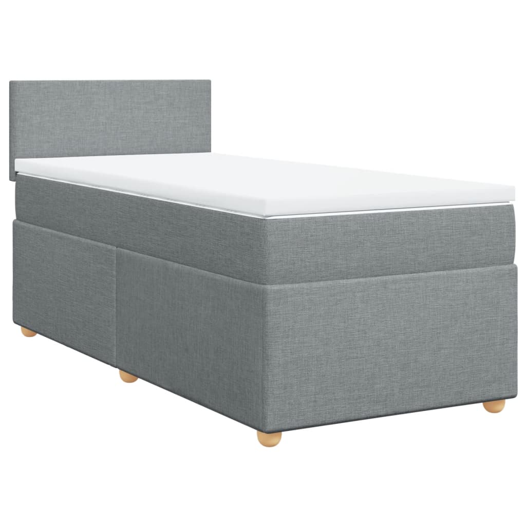 Box spring krevet s madracem svjetlosivi 90x190 cm od tkanine