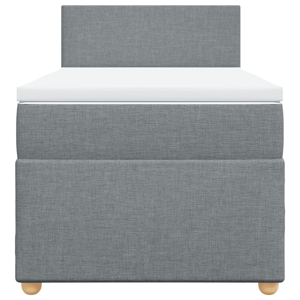 Box spring krevet s madracem svjetlosivi 90x190 cm od tkanine