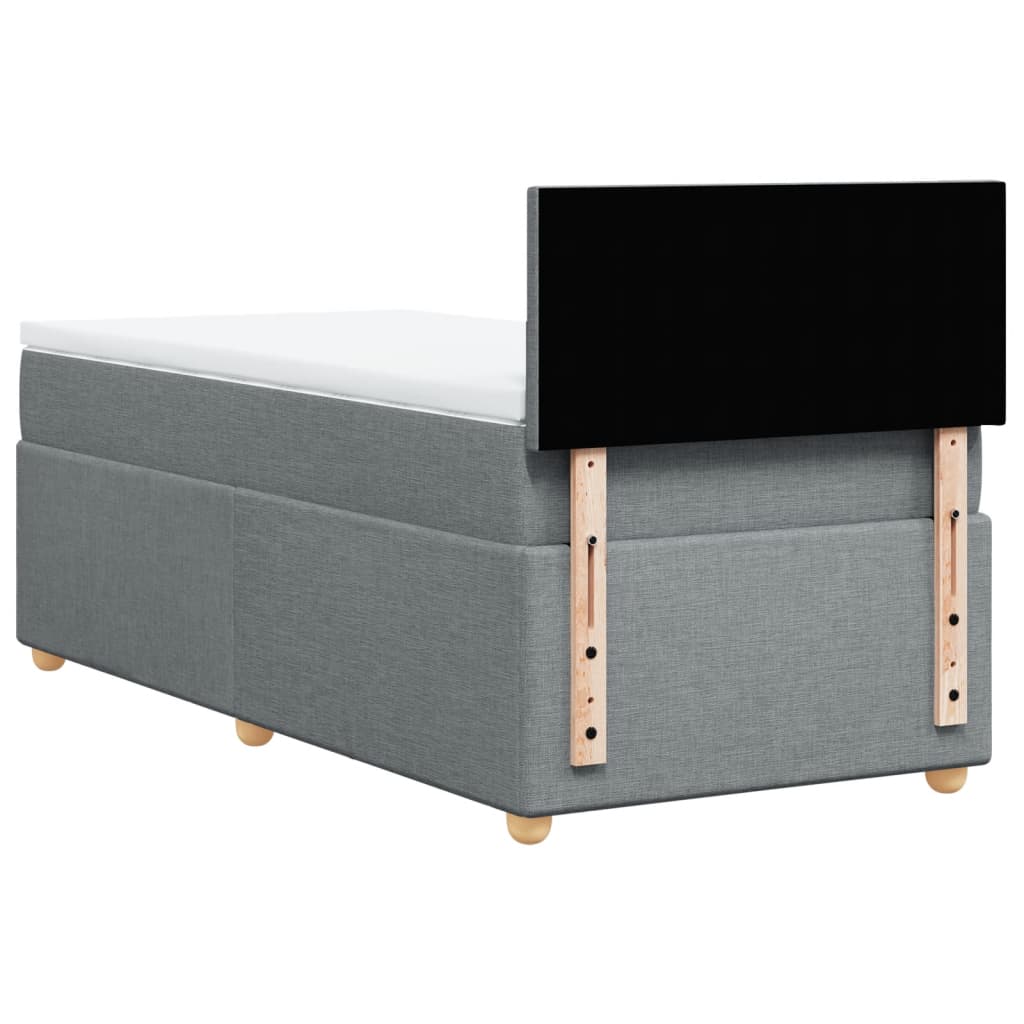 Box spring krevet s madracem svjetlosivi 90x190 cm od tkanine