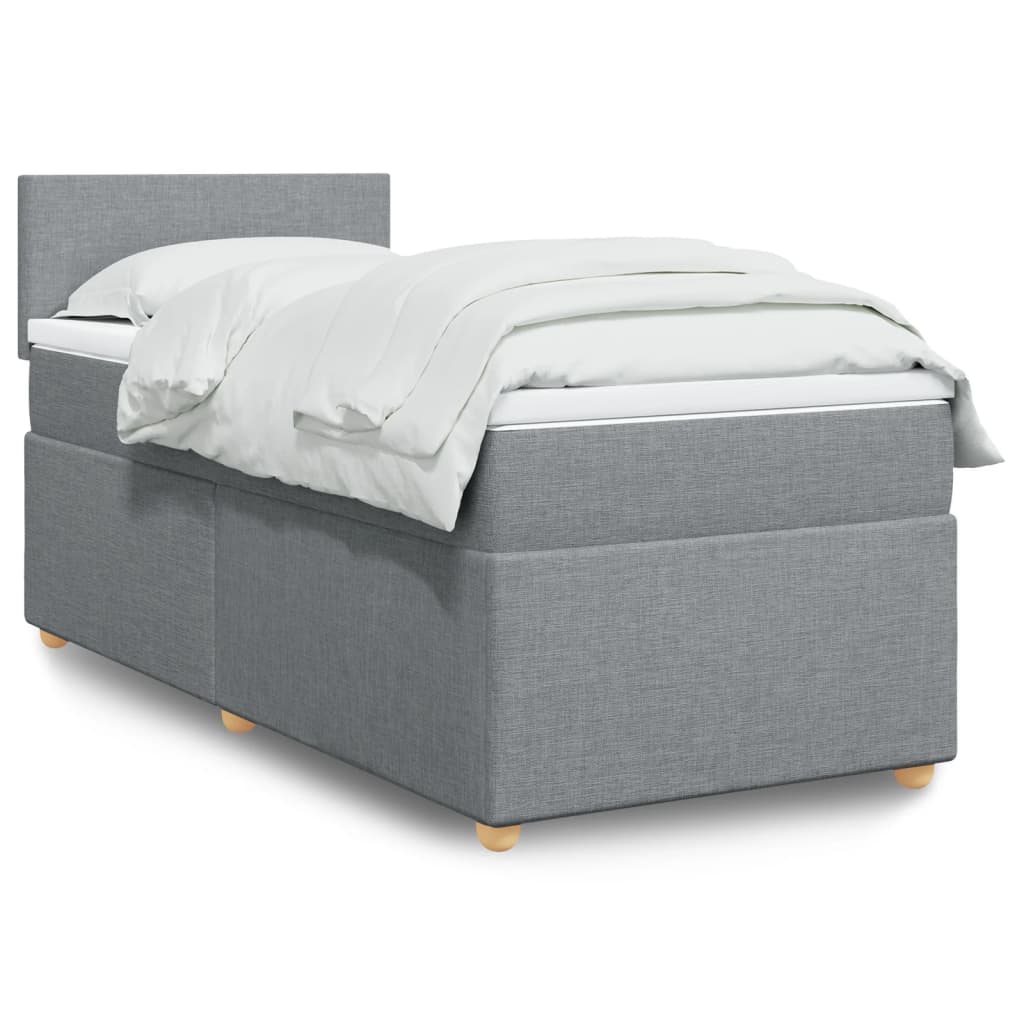 Box spring krevet s madracem svjetlosivi 90x190 cm od tkanine