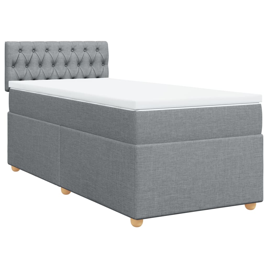 Box spring krevet s madracem svjetlosivi 90x190 cm od tkanine
