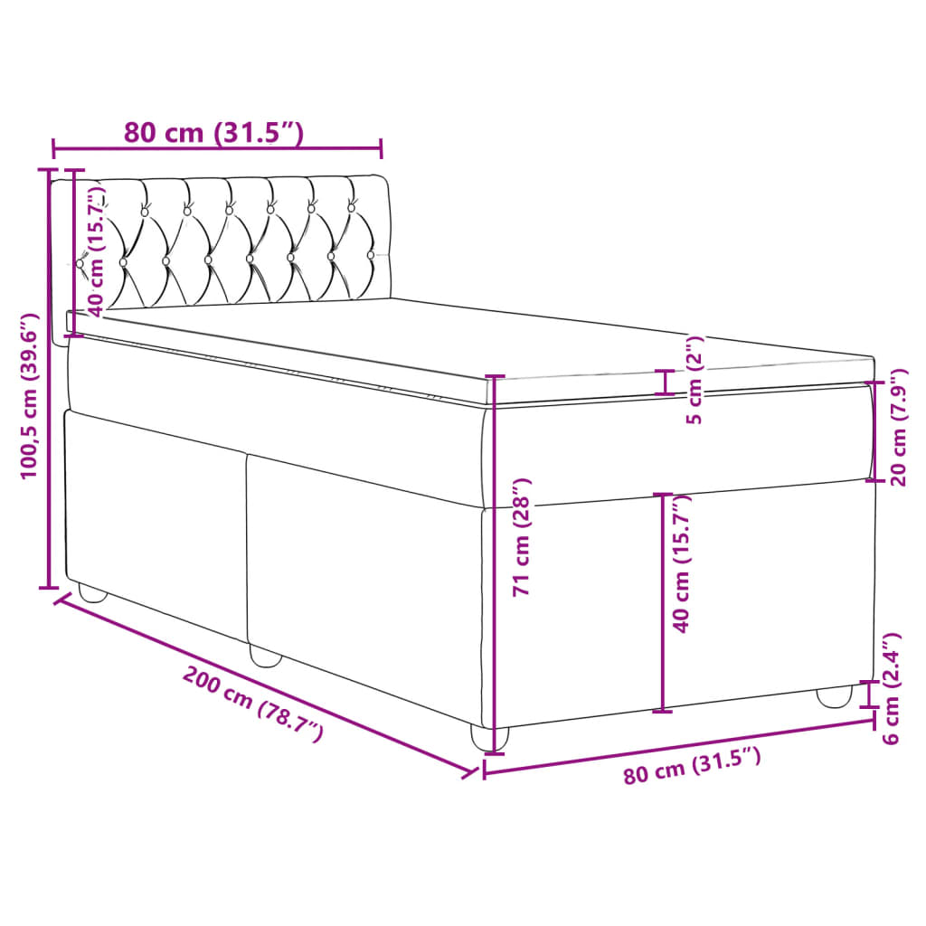 Box spring krevet s madracem svjetlosivi 90x190 cm od tkanine