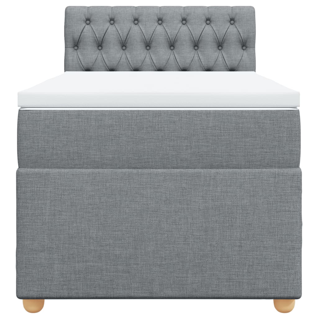 Box spring krevet s madracem svjetlosivi 90x190 cm od tkanine