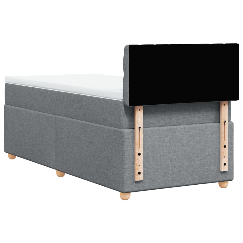 Box spring krevet s madracem svjetlosivi 90x190 cm od tkanine