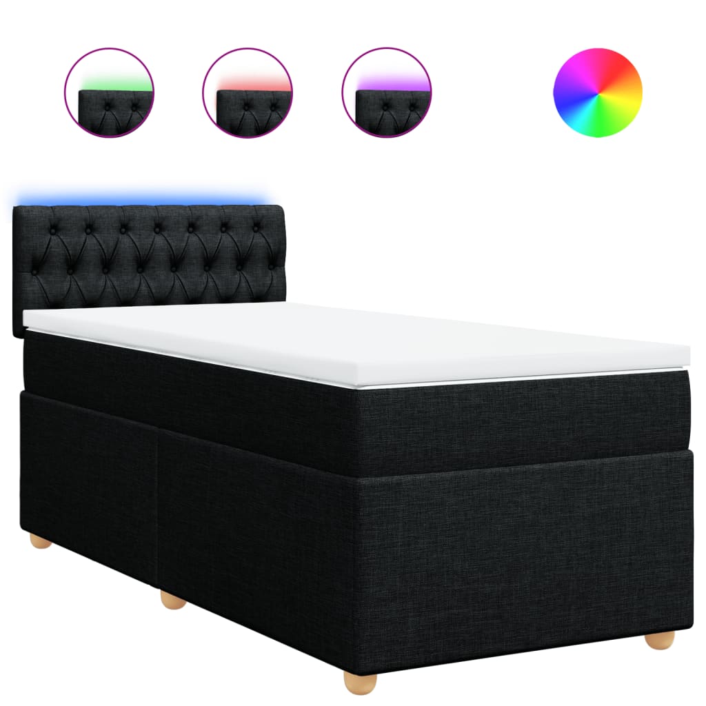 Box spring krevet s madracem crni 90x190 cm od tkanine