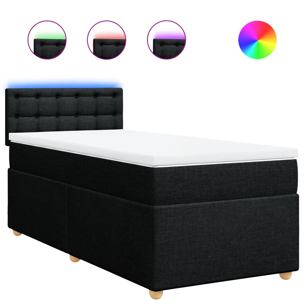 Box spring krevet s madracem crni 90x190 cm od tkanine
