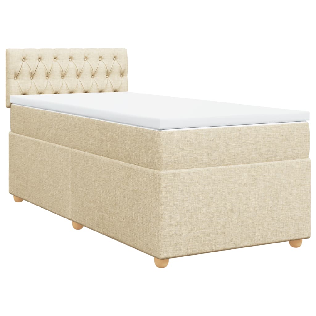 Krevet s oprugama i madracem krem 90 x 200 cm od tkanine
