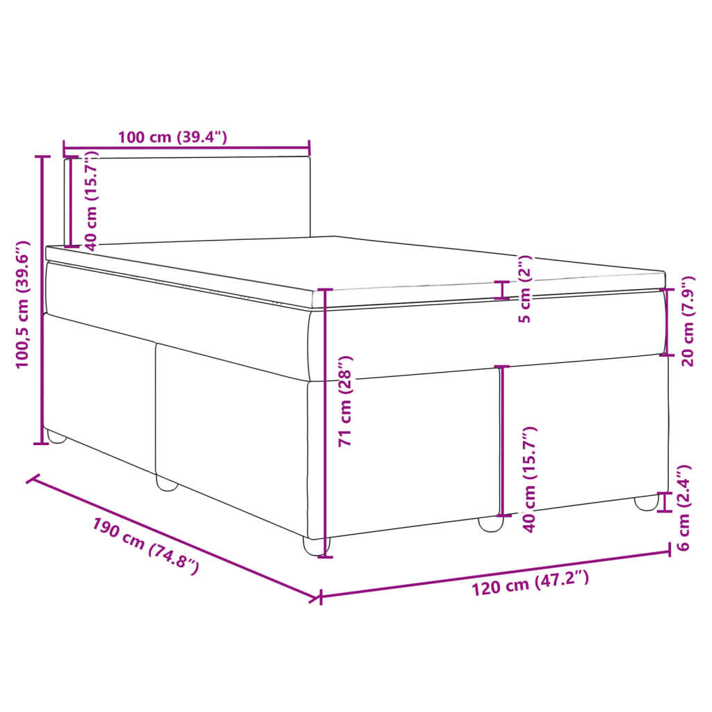 Krevet s oprugama i madracem plavi 120 x 190 cm od tkanine