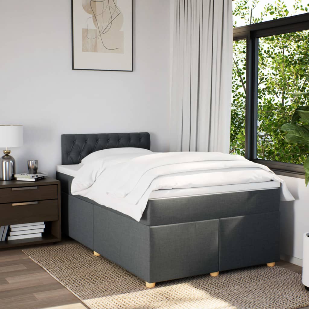Krevet box spring s madracem tamnosivi 120 x 190 cm tkanina