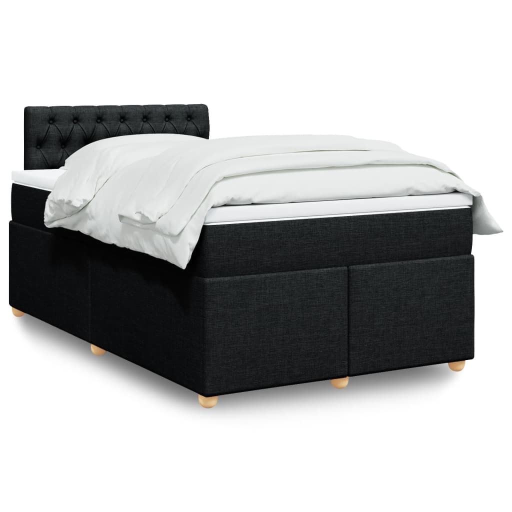 Krevet box spring s madracem crni 120 x 190 cm od tkanine
