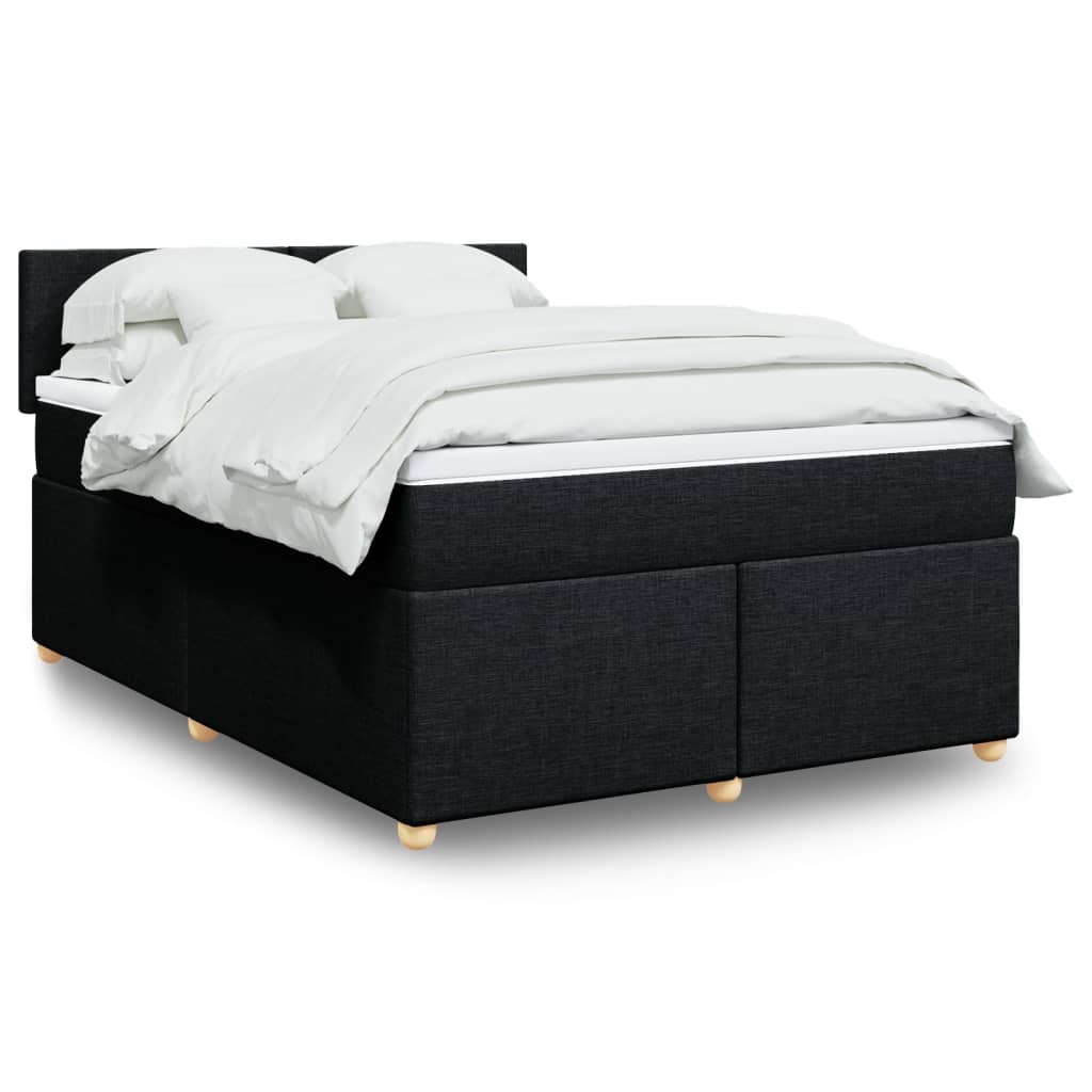Krevet s oprugama i madracem crni 140 x 190 cm od tkanine