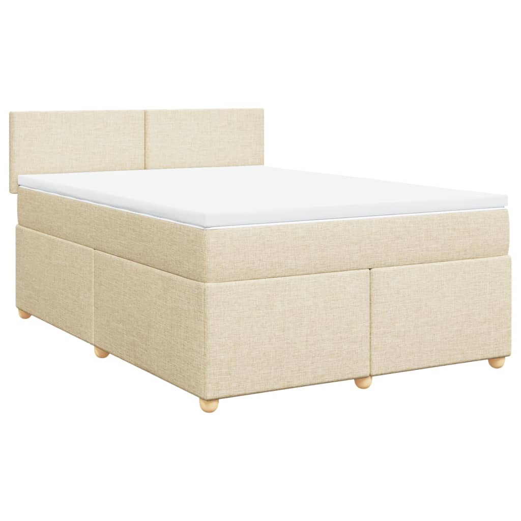 Krevet s oprugama i madracem krem 140 x 190 cm od tkanine