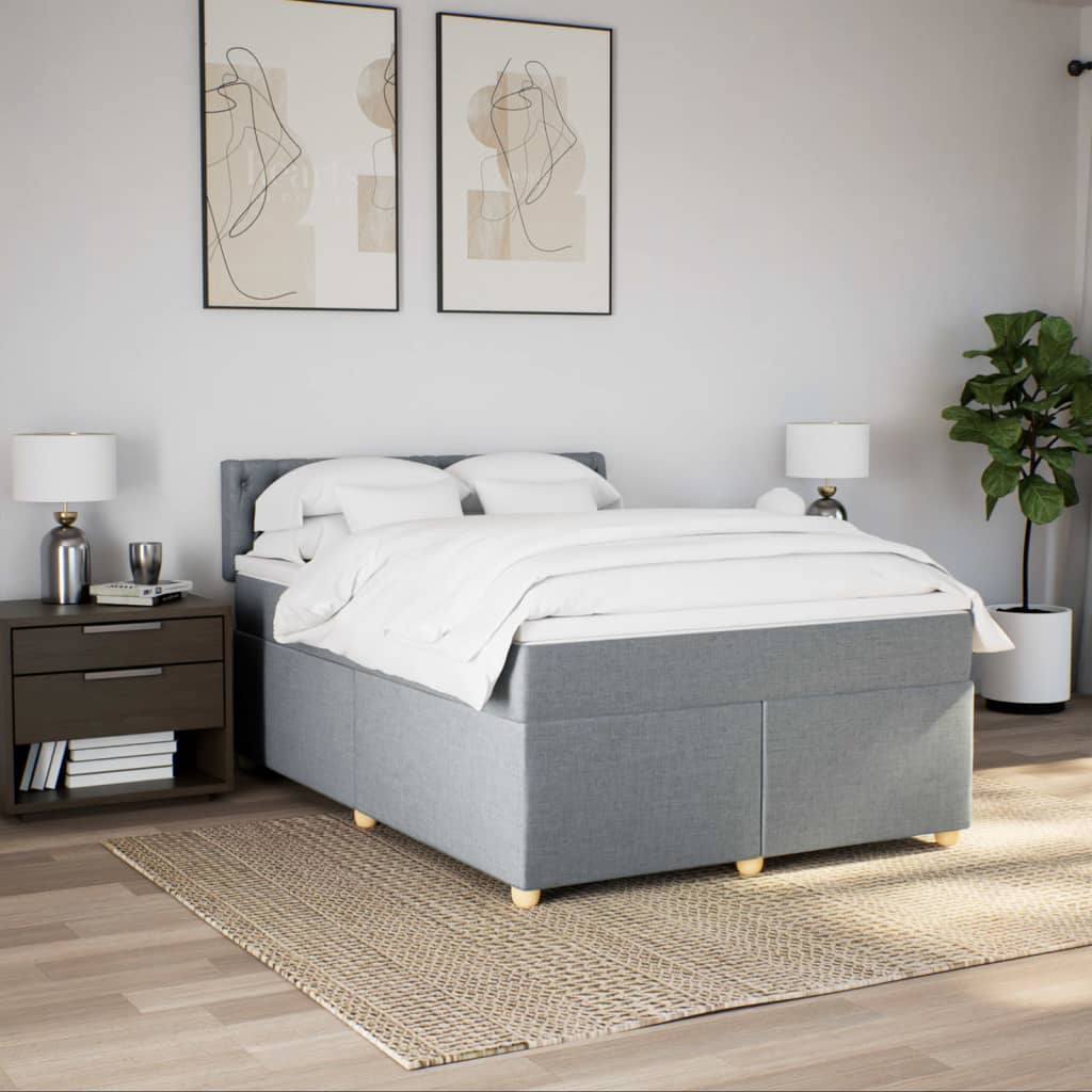 Krevet box spring s madracem svjetlosivi 140x200 cm od tkanine
