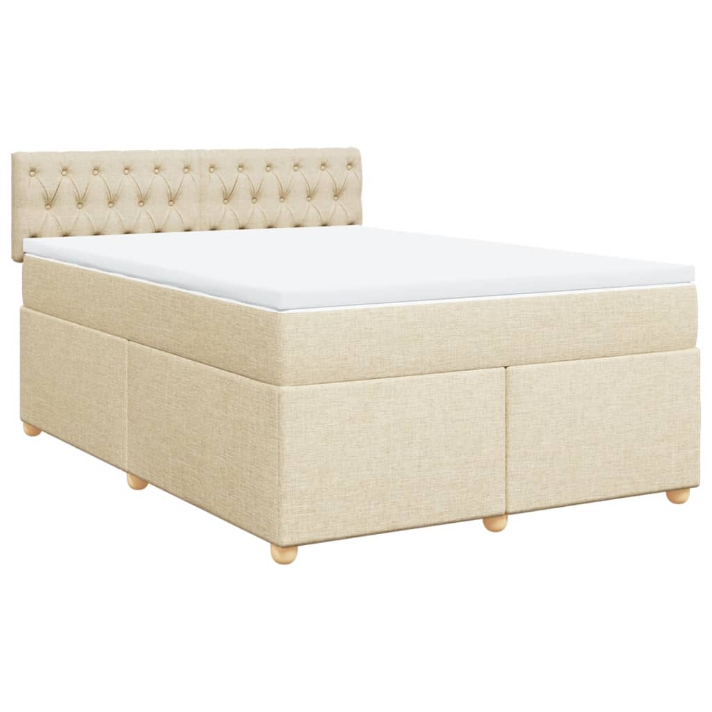 Krevet s oprugama i madracem krem 140x200 cm od tkanine