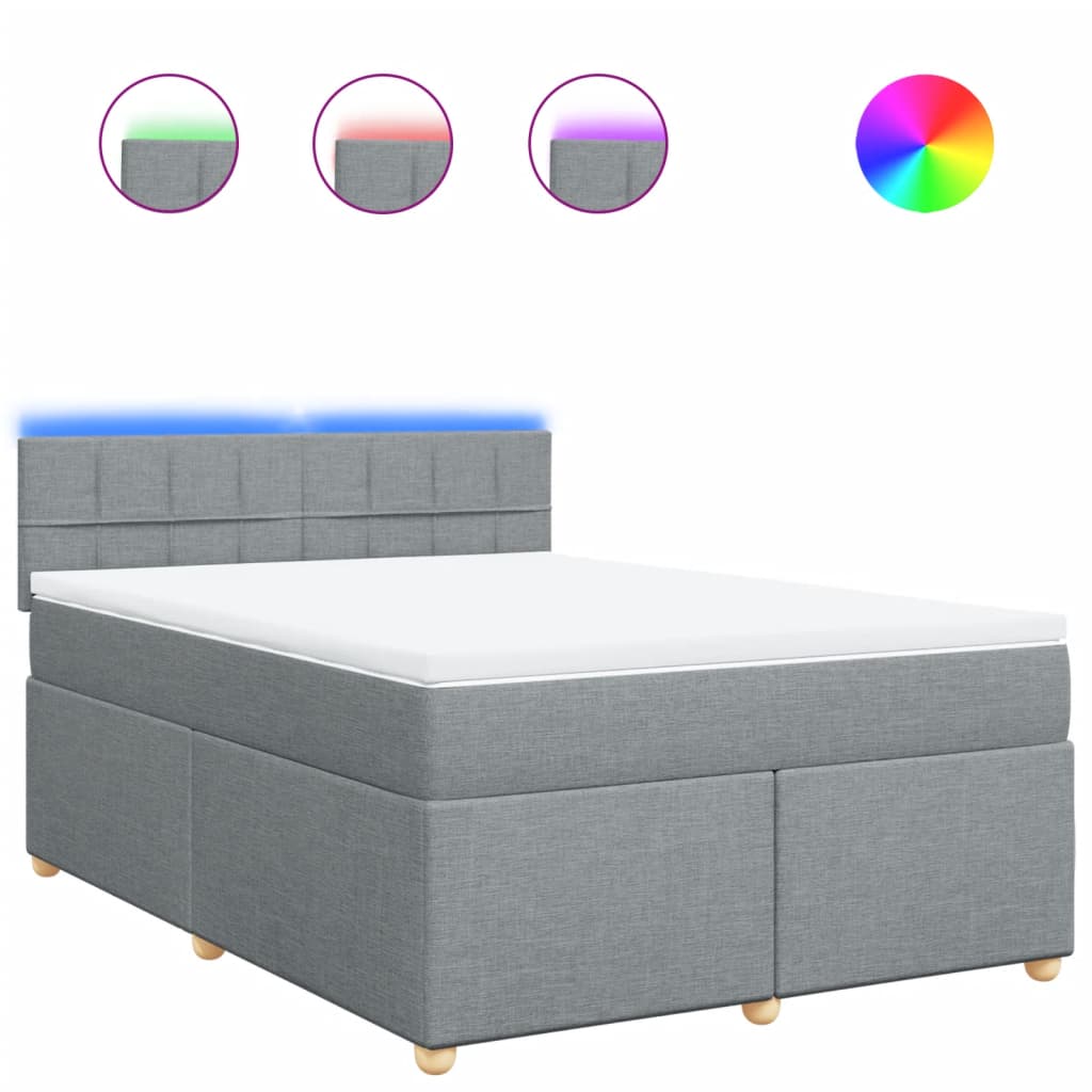 Krevet box spring s madracem svjetlosiva 160x200 cm tkanina