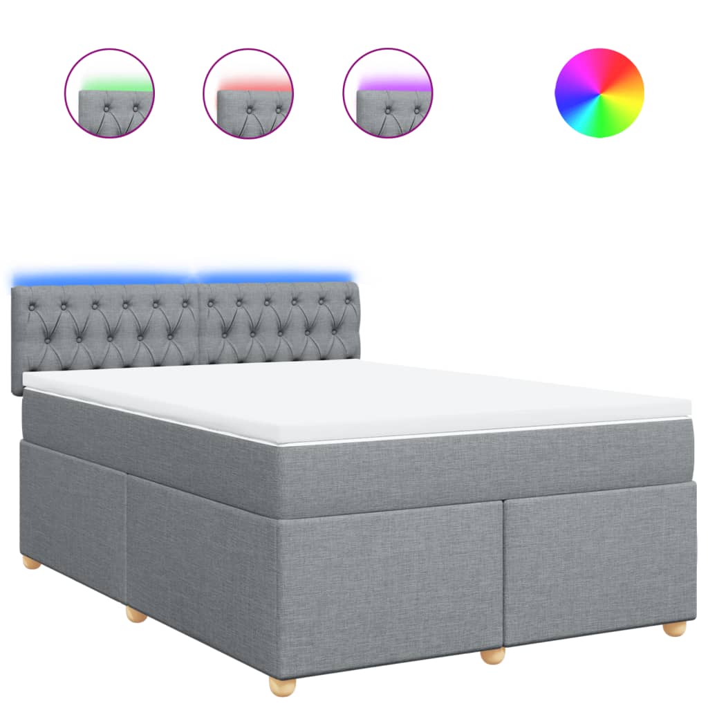 Krevet box spring s madracem svjetlosiva 160x200 cm tkanina