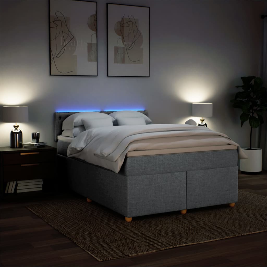 Krevet box spring s madracem svjetlosiva 160x200 cm tkanina