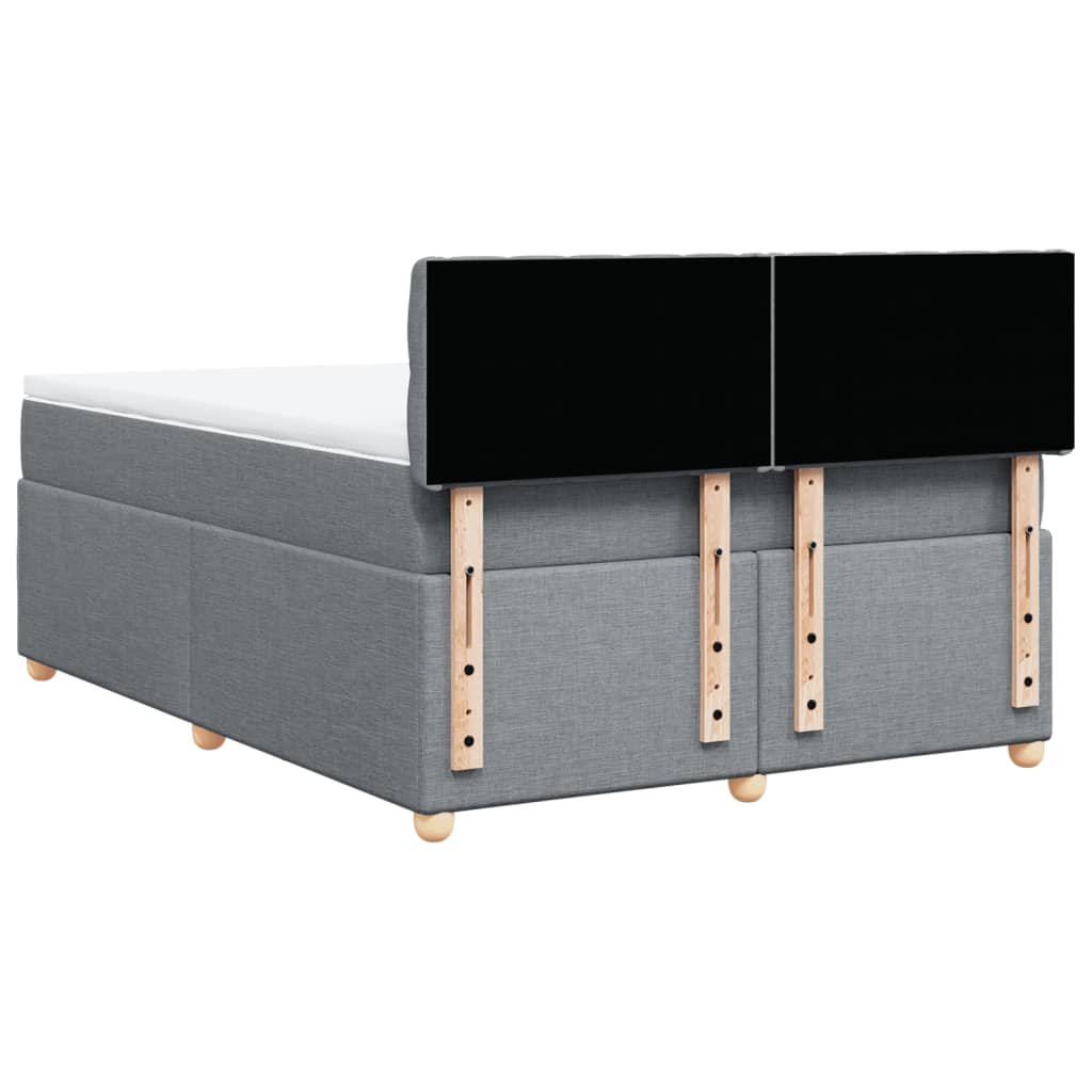 Krevet box spring s madracem svjetlosiva 160x200 cm tkanina