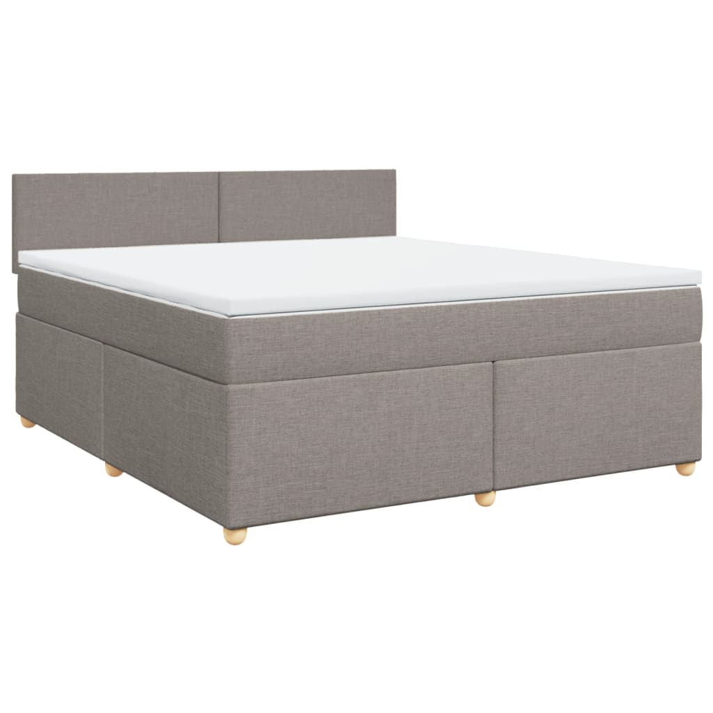 Krevet s oprugama i madracem smeđesivi 180x200 cm tkanina