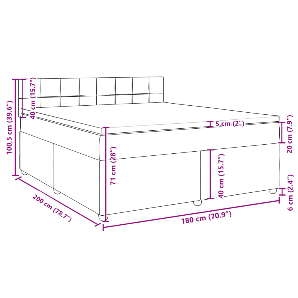 Krevet s oprugama i madracem crni 180x200 cm od tkanine