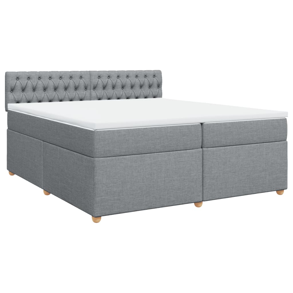 Krevet s oprugama i madracem svjetlosivi 200 x 200cm od tkanine
