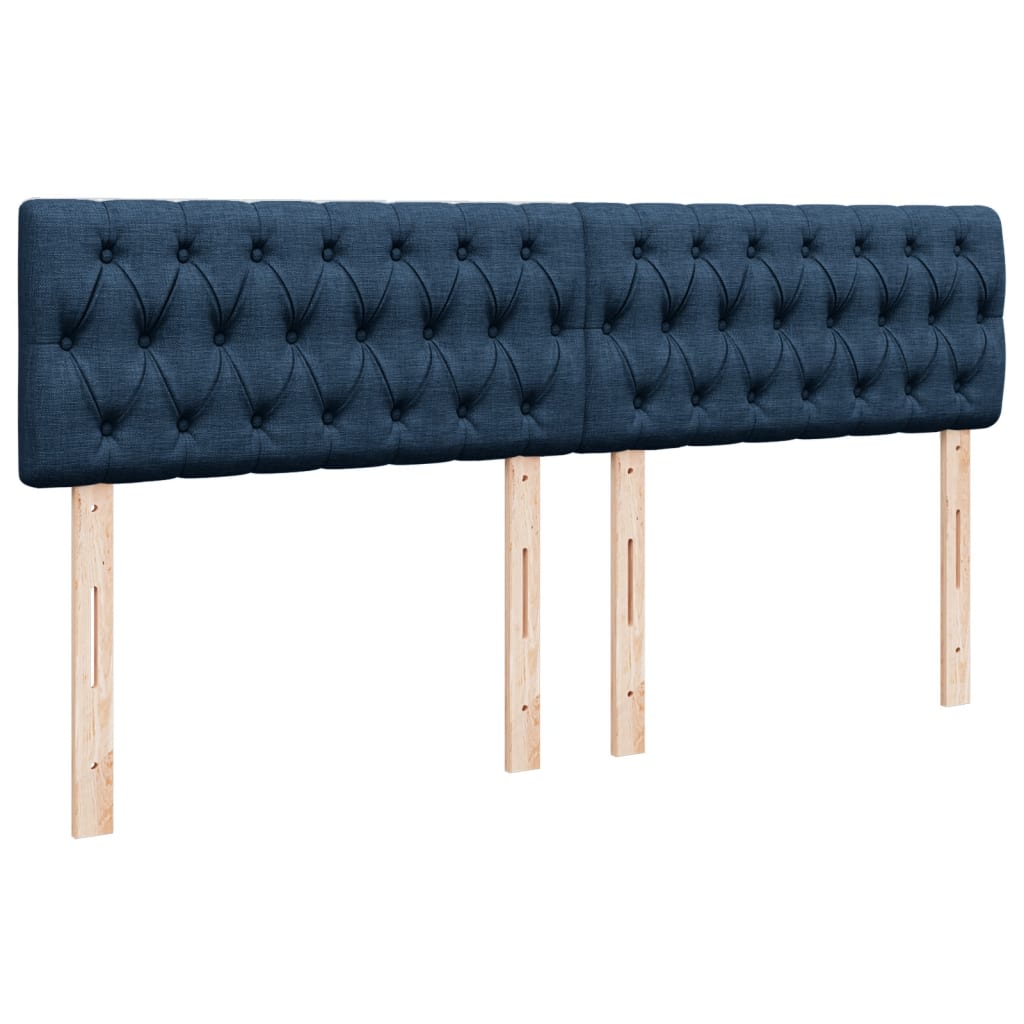 Krevet s oprugama i madracem plavi 200 x 200 cm od tkanine