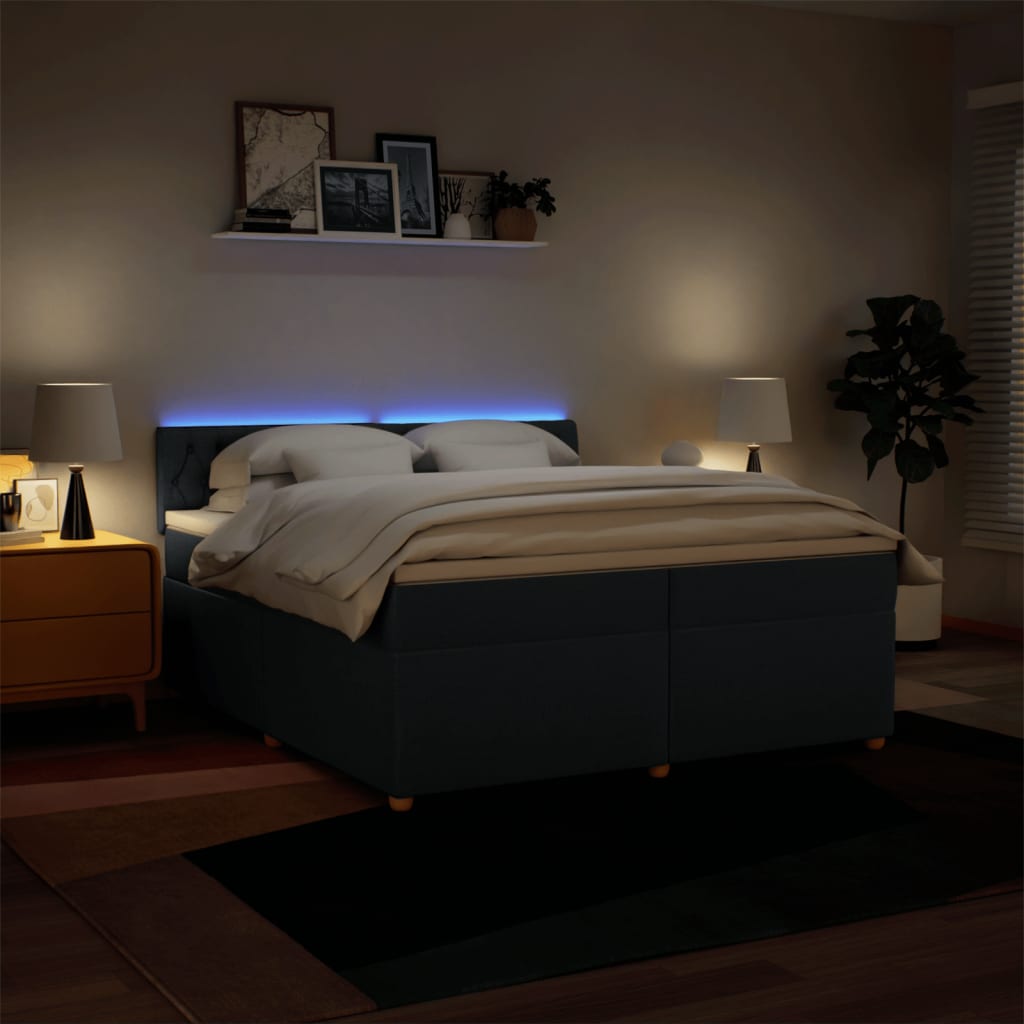 Krevet s oprugama i madracem plavi 200 x 200 cm od tkanine
