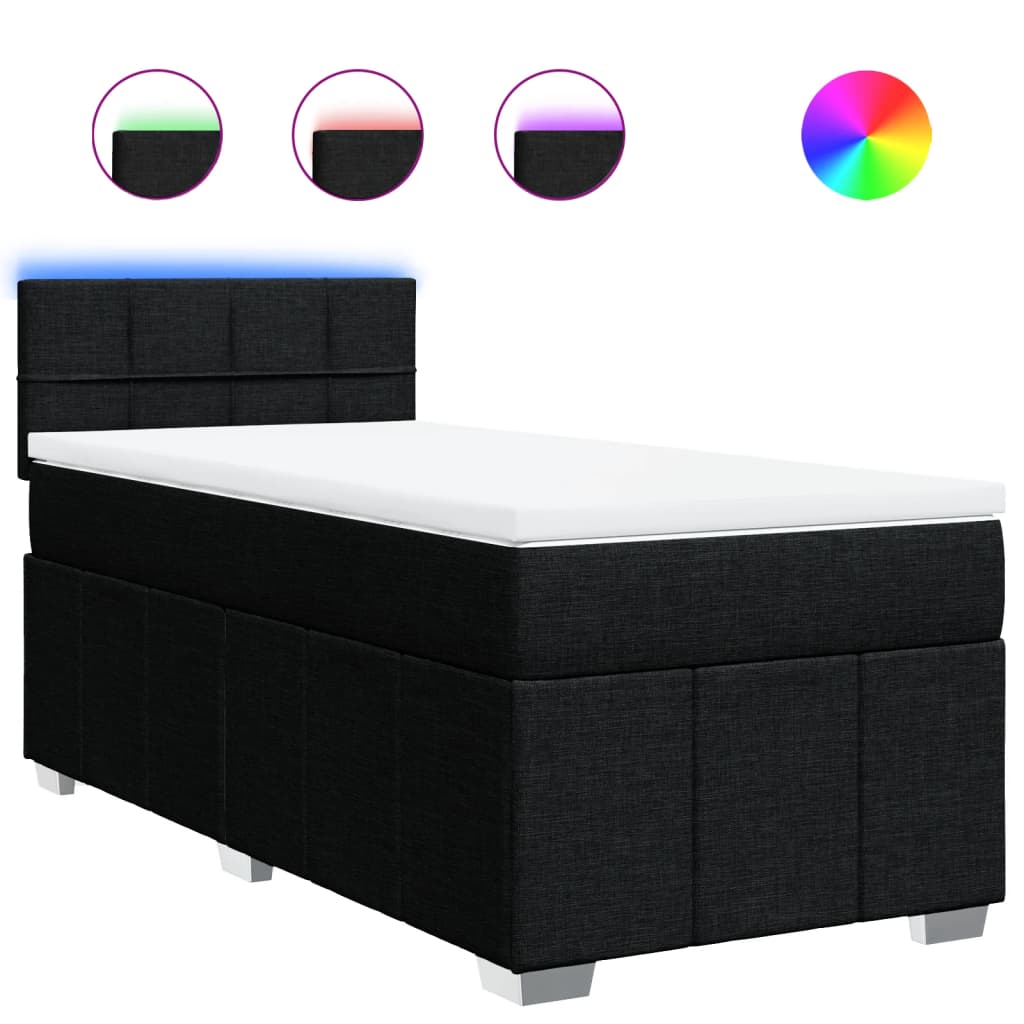 Box spring krevet s madracem crni 90x190 cm od tkanine