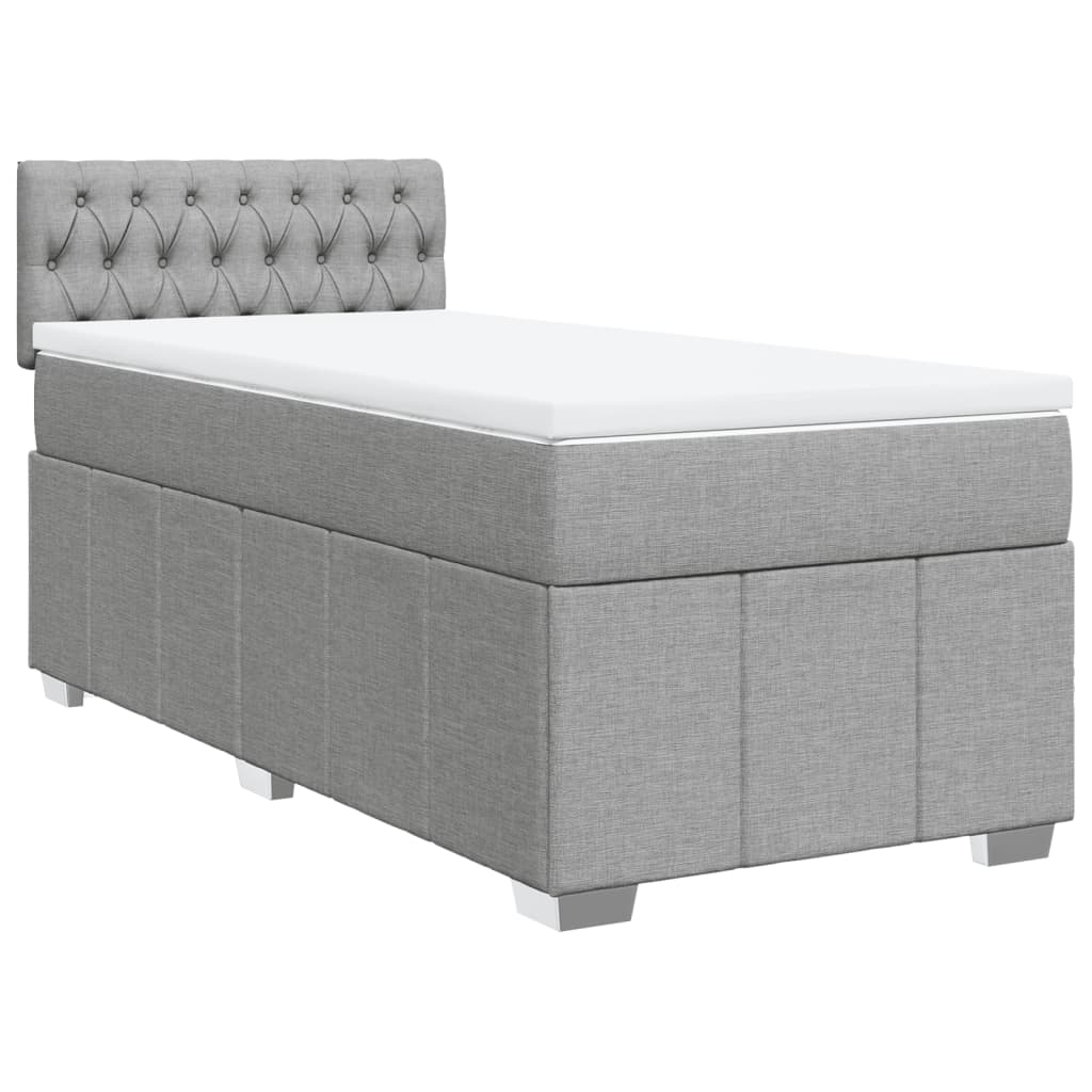 Box spring krevet s madracem svjetlosivi 90x190 cm od tkanine