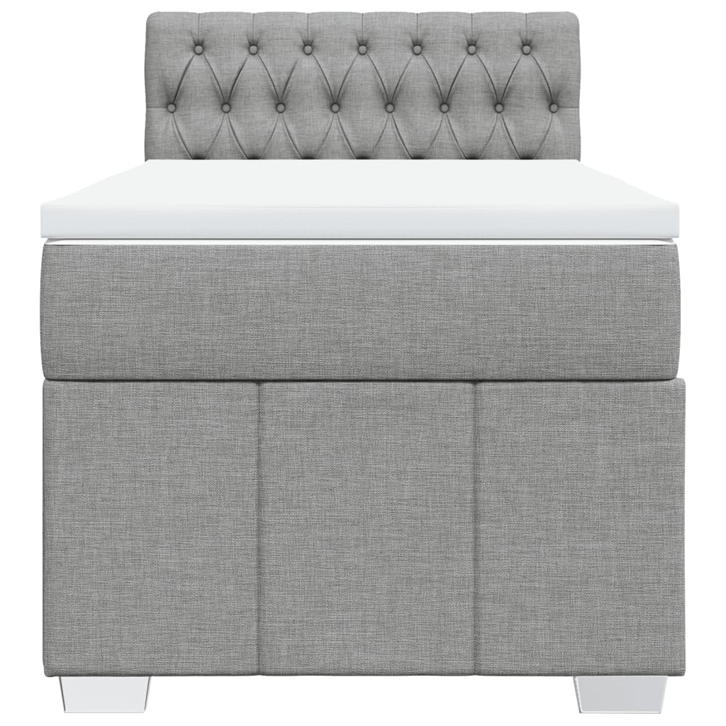 Box spring krevet s madracem svjetlosivi 90x190 cm od tkanine