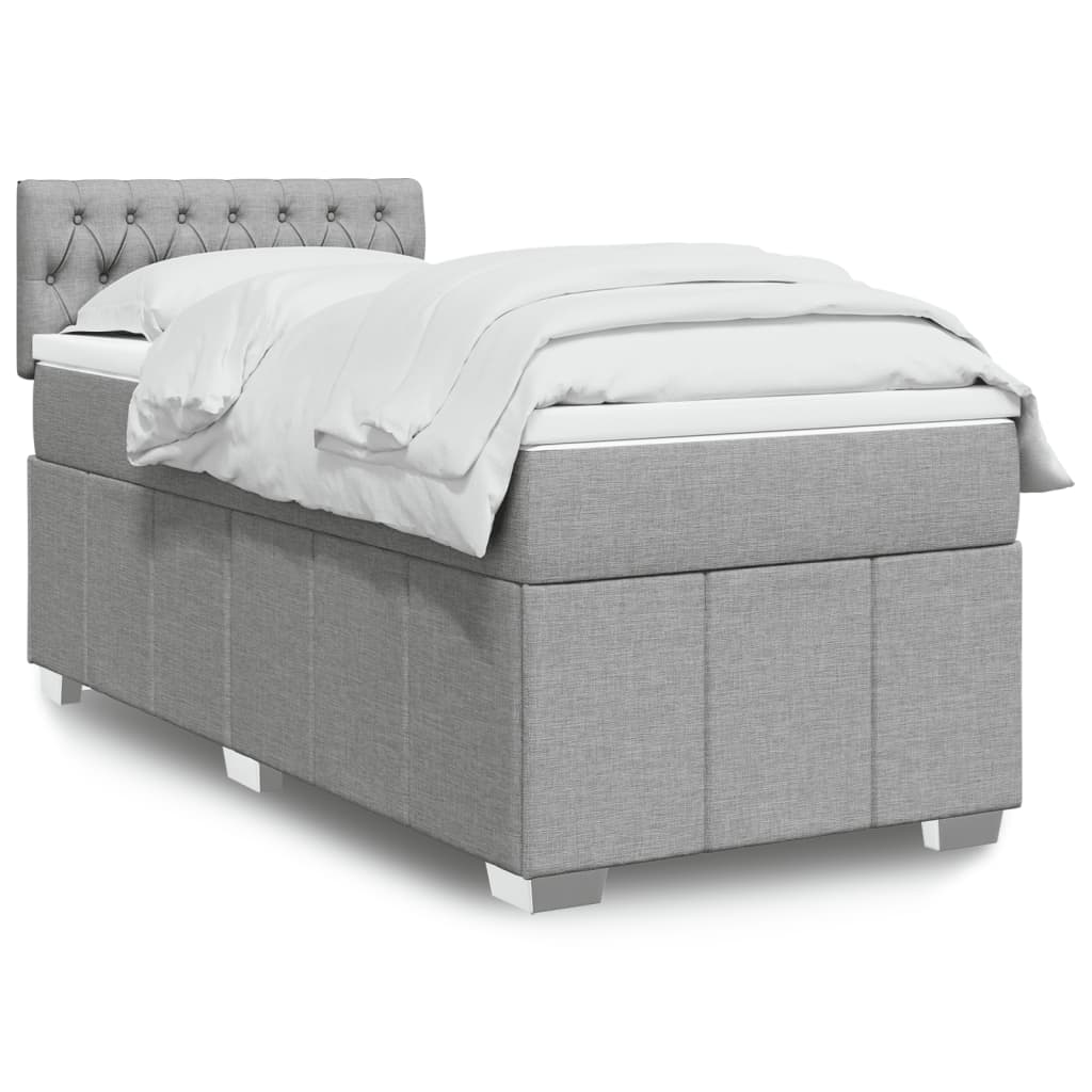 Box spring krevet s madracem svjetlosivi 90x190 cm od tkanine