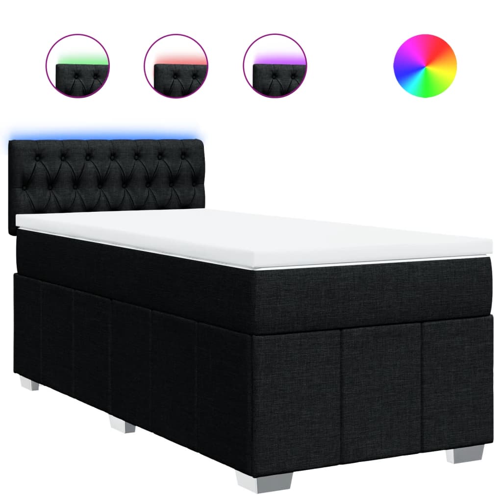 Box spring krevet s madracem crni 90x190 cm od tkanine