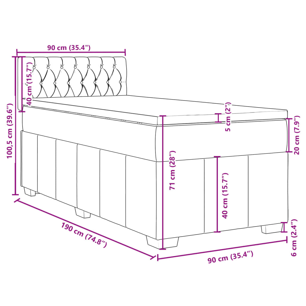 Box spring krevet s madracem crni 90x190 cm od tkanine