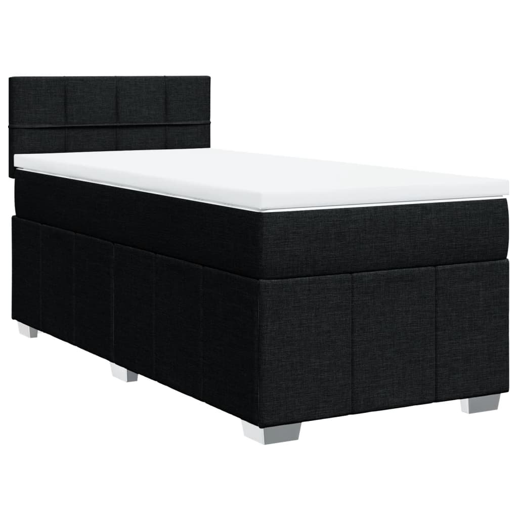 Krevet s oprugama i madracem crni 90x200 cm od tkanine