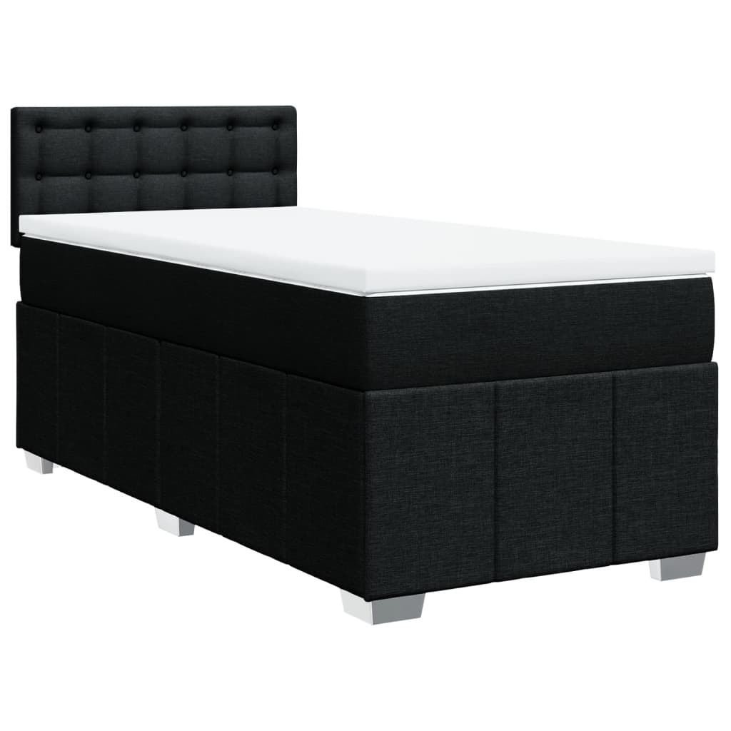 Krevet s oprugama i madracem crni 90x200 cm od tkanine