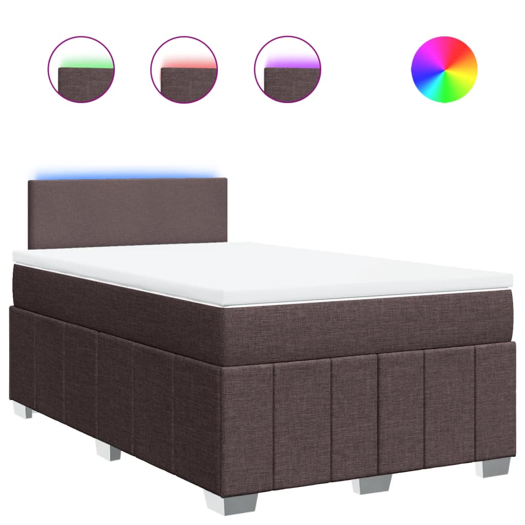 Krevet box spring s madracem tamnosmeđi 120 x 190 cm od tkanine