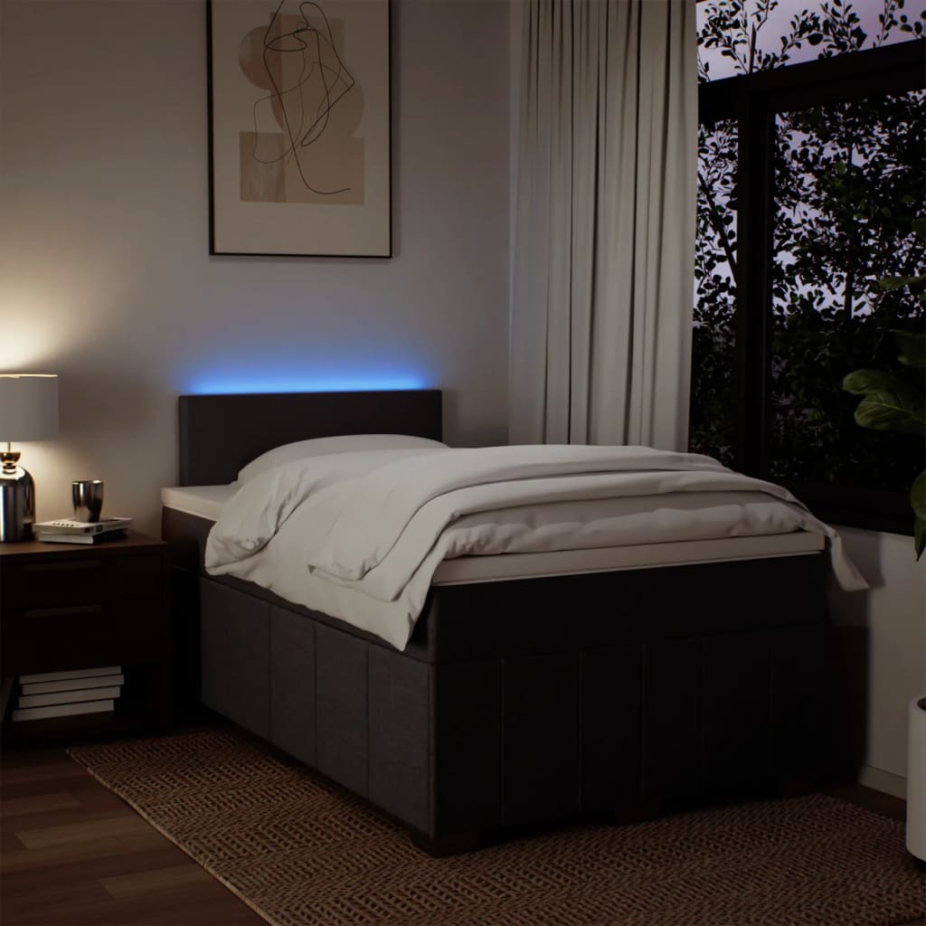 Krevet box spring s madracem tamnosmeđi 120 x 190 cm od tkanine