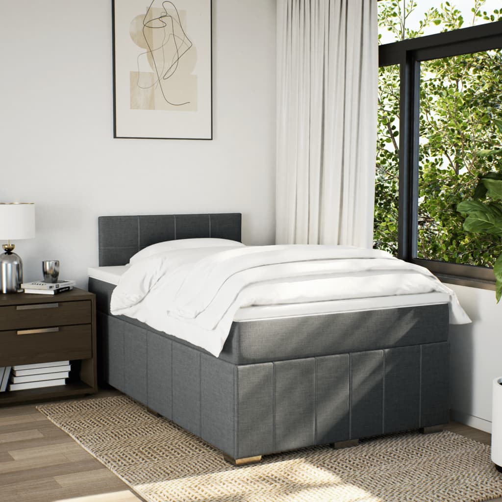 Krevet box spring s madracem tamnosivi 120 x 190 cm tkanina