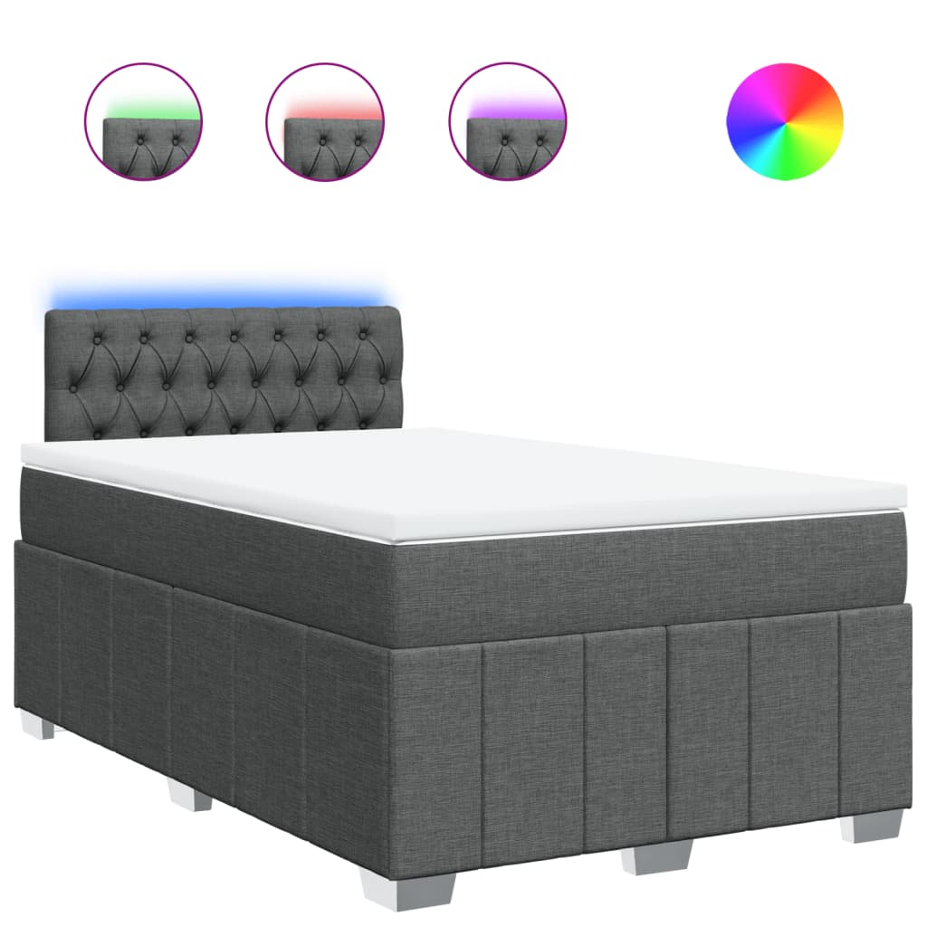 Krevet box spring s madracem tamnosivi 120 x 190 cm tkanina